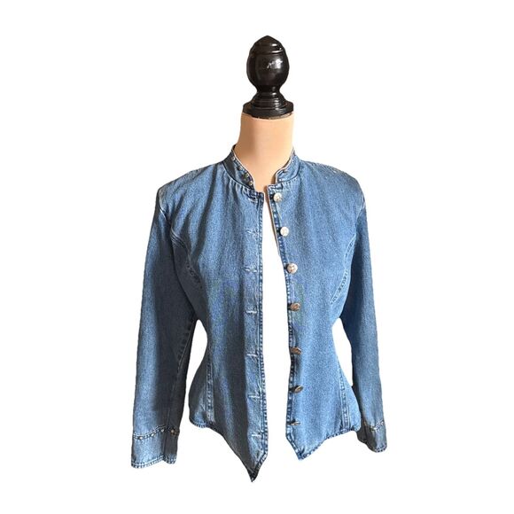 Vintage Stonebridge Womens Size 6 Blue Denim Studded Western Jean Jacket - Picture 4 of 8
